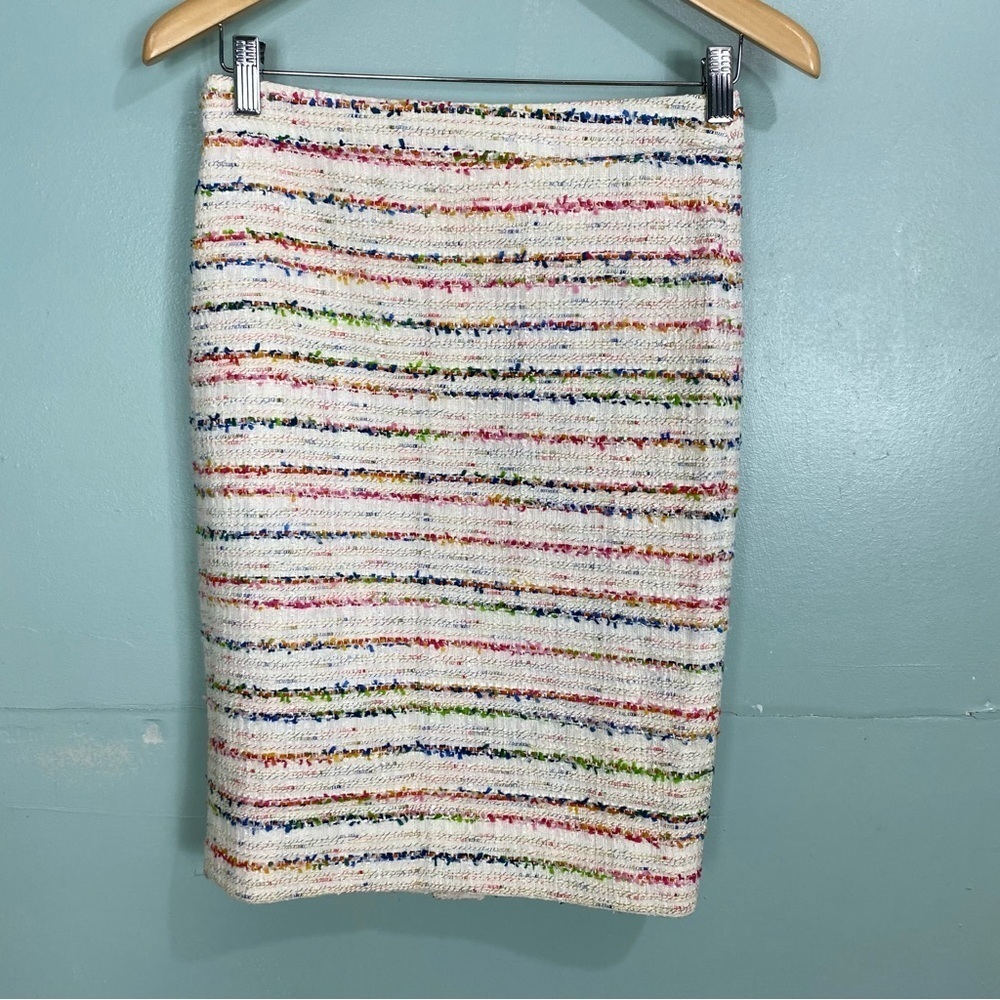 J Crew L0073 Tweed Multi Color Pencil Skirt Sz 00